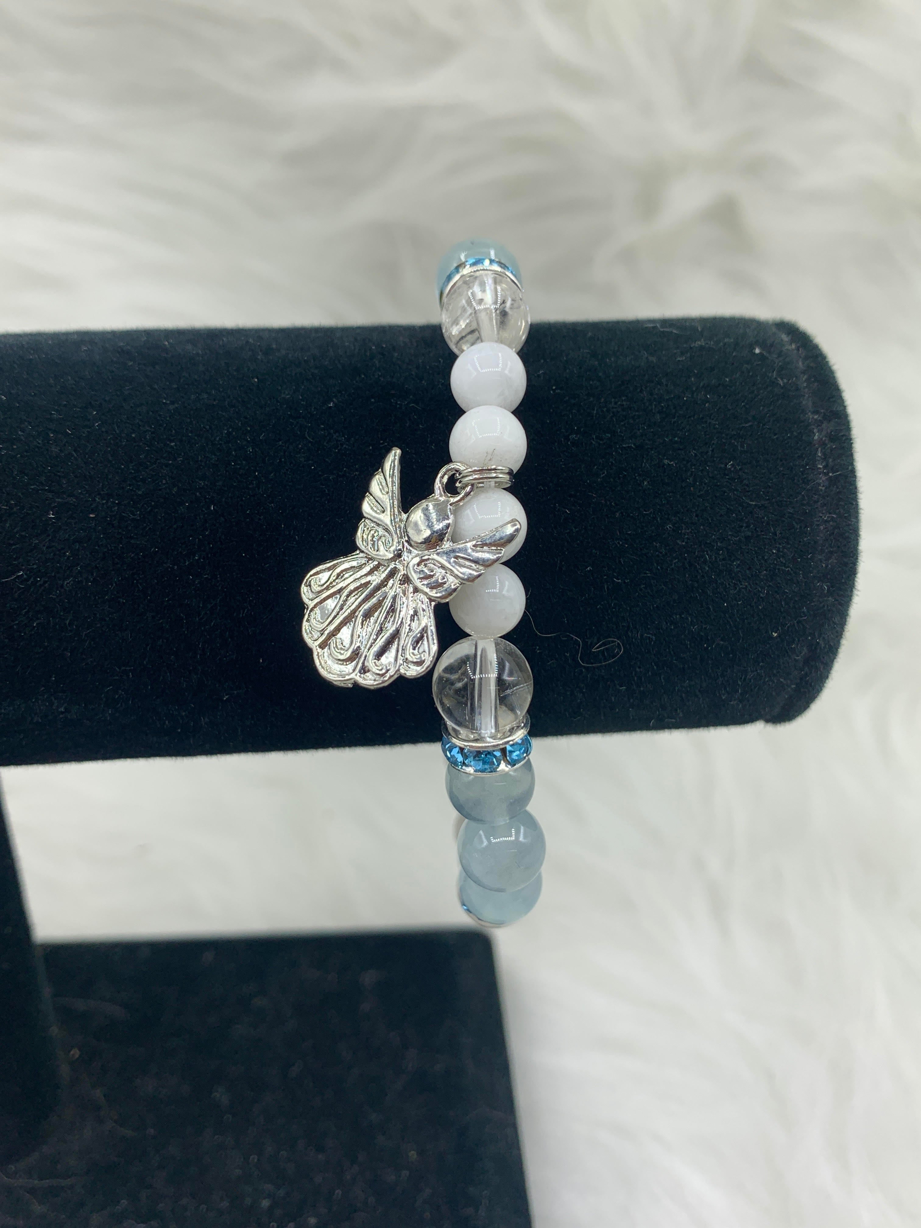 Rainbow MS, Aquamarine & Quartz Angel Bracelet | Jewelry-Bracelet | Wiccan Center