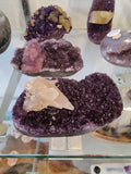 Amethyst with Calcite Crystal Inclusions Geode Sculpture | Lapidary | Wiccan Center