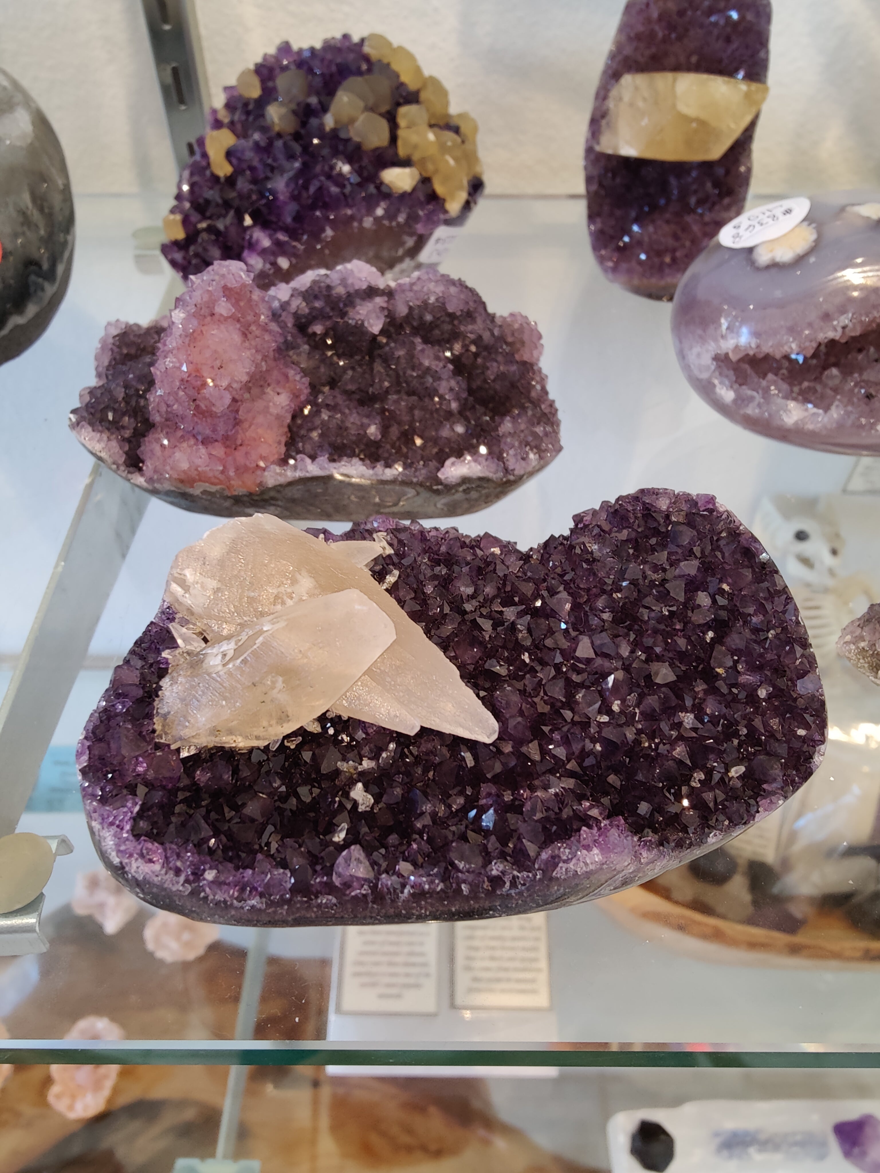 Amethyst with Calcite Crystal Inclusions Geode Sculpture | Lapidary | Wiccan Center