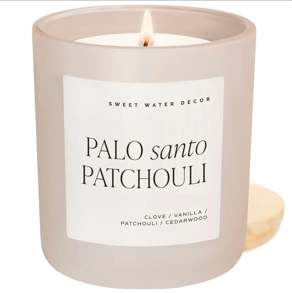 Palo Santo Patchouli 15 oz Soy Candle, Matte Jar- Home Decor | candle | Wiccan Center