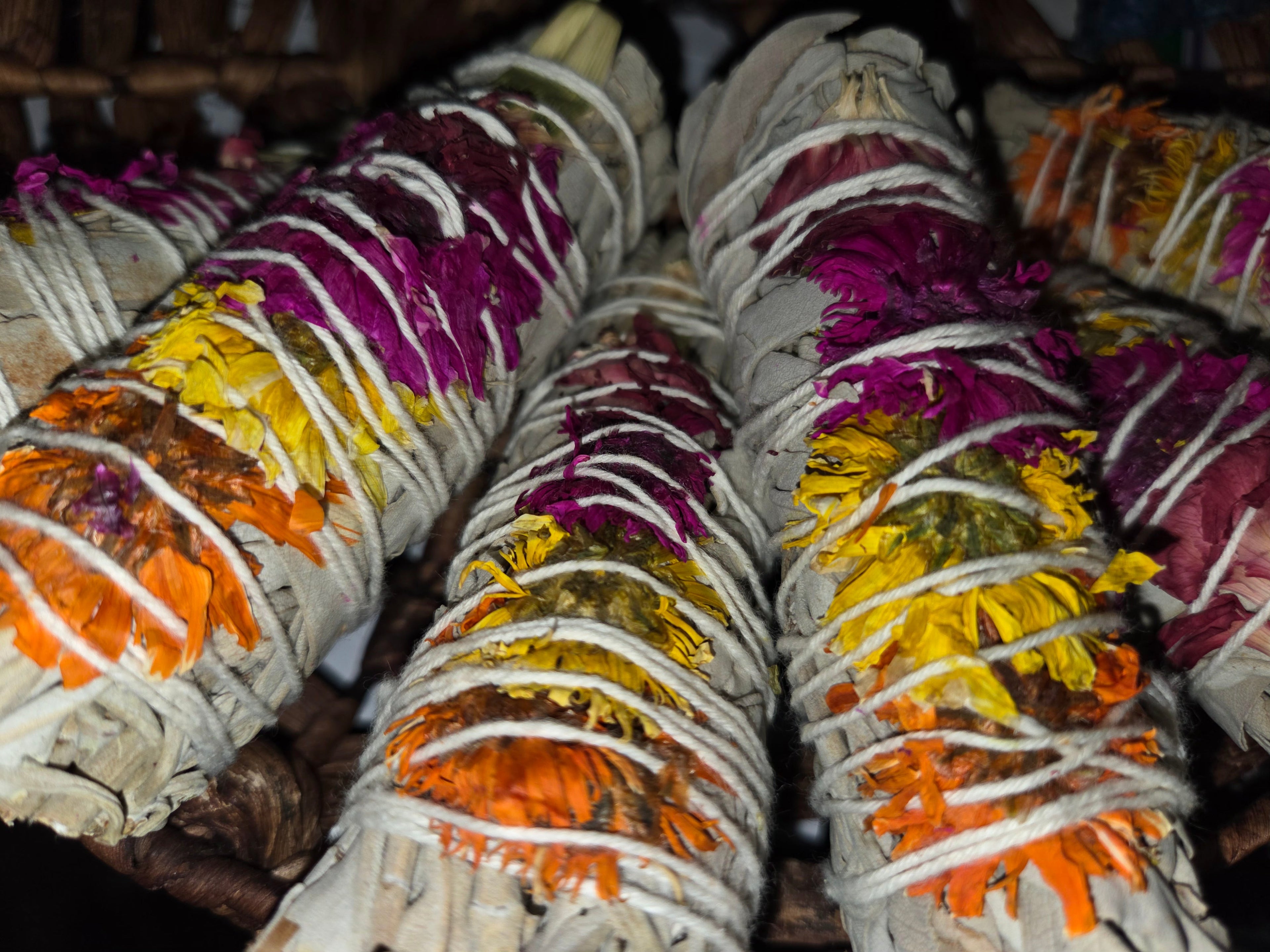 ‘Joy’ Floral White Sage Smudge Stick (4 in.) | | Wiccan Center