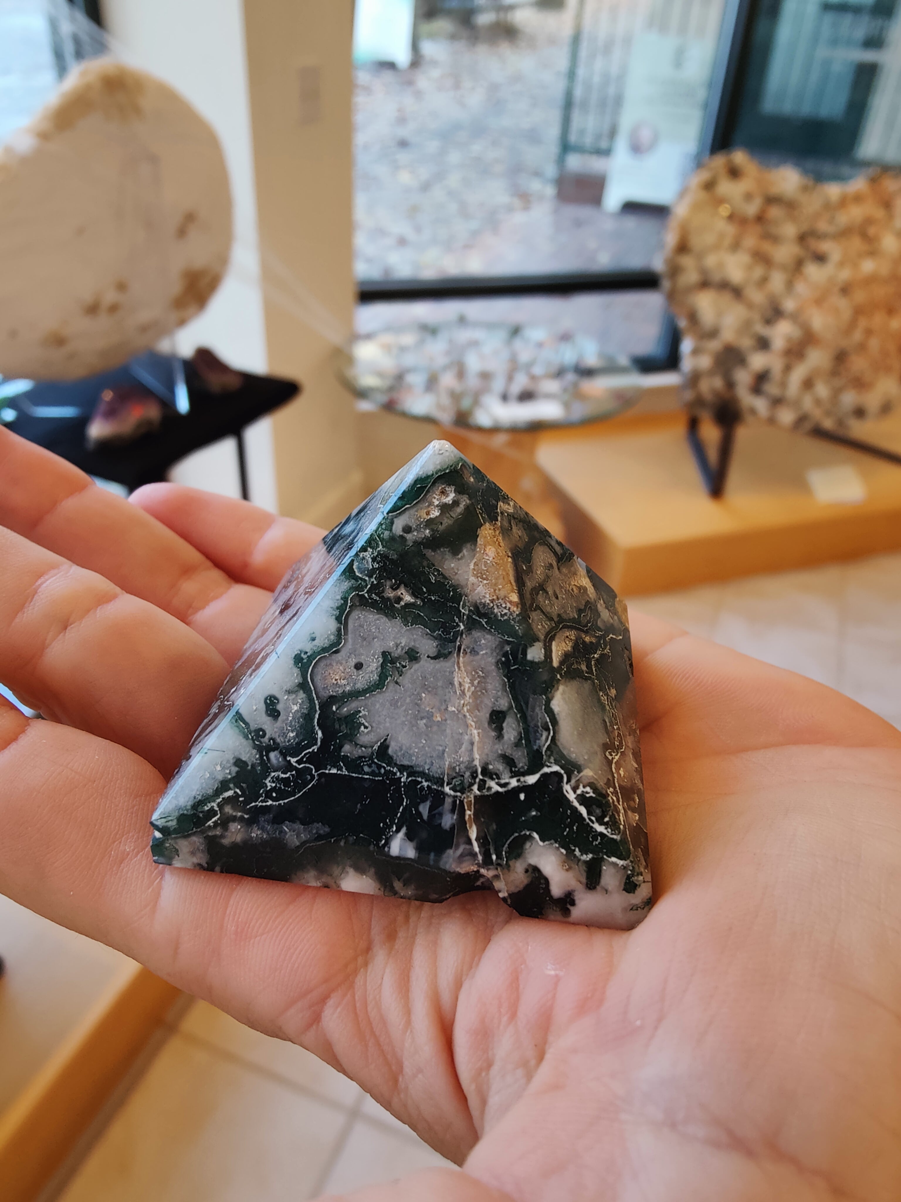 Moss Agate Pyramid India | Lapidary | Wiccan Center