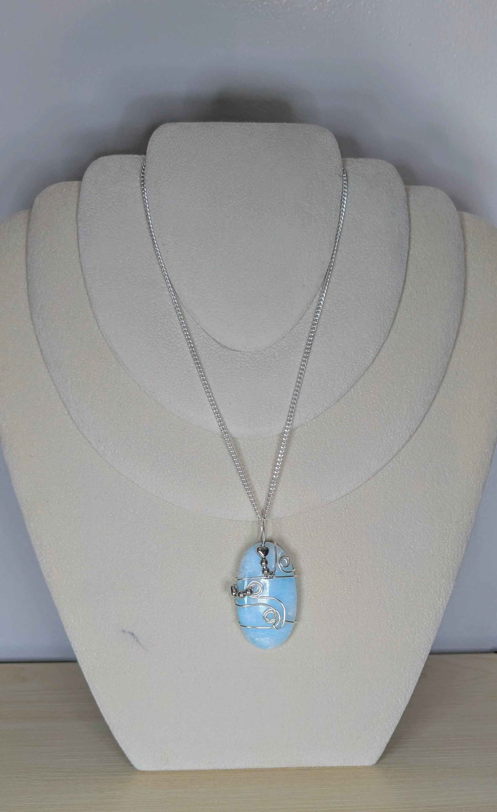 Plated Blue Aragonite Heart Flow Pendant Necklace | | Wiccan Center