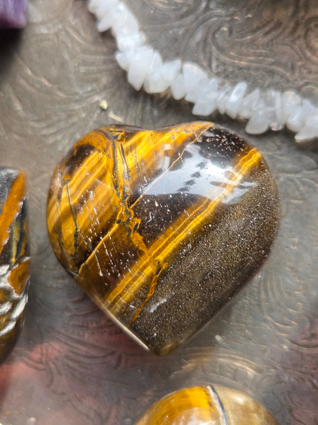 Tiger’s Eye Puffy Heart (1–1.5") – Confidence • Protection • Courage | | Wiccan Center