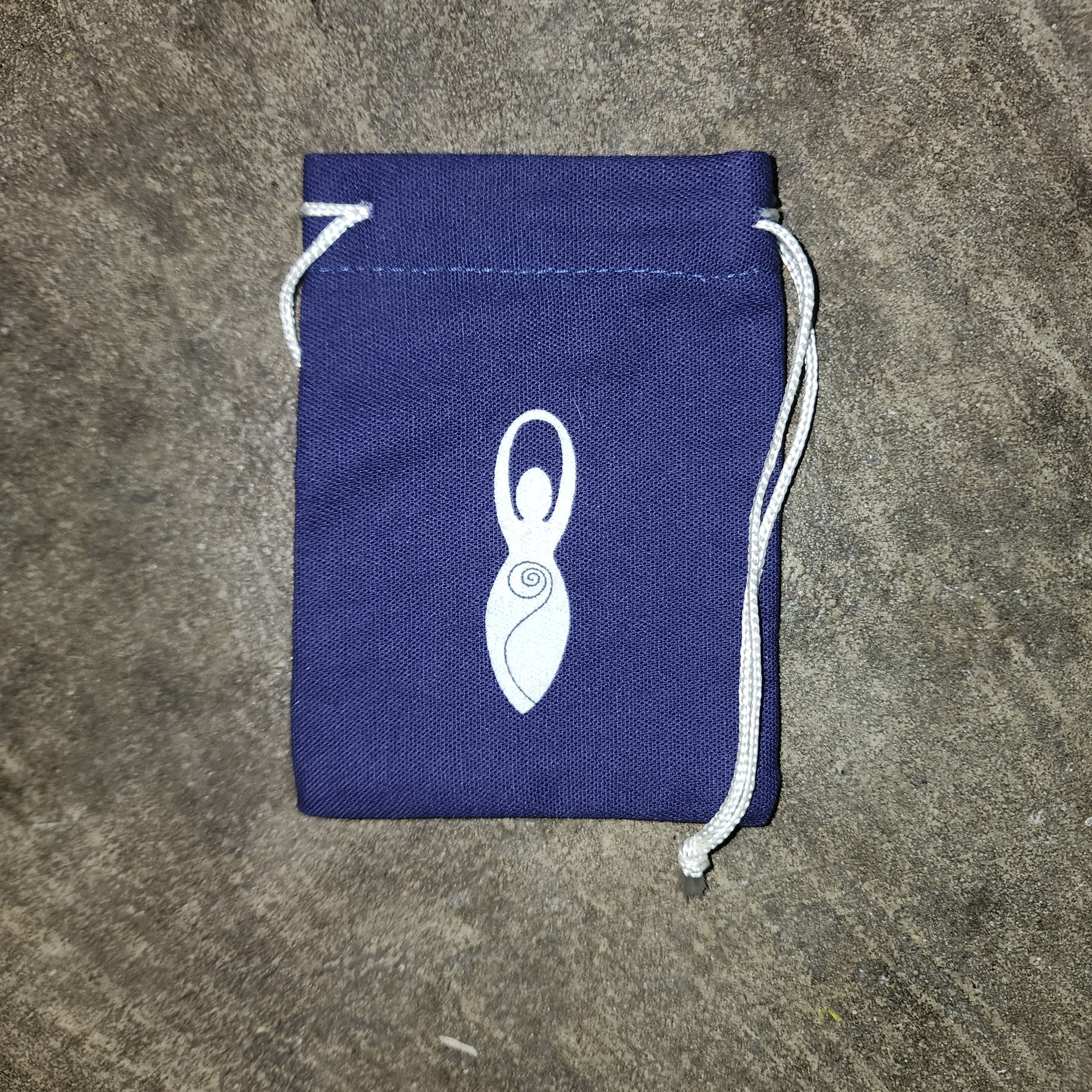 Small Stone Drawstring Bag with Design