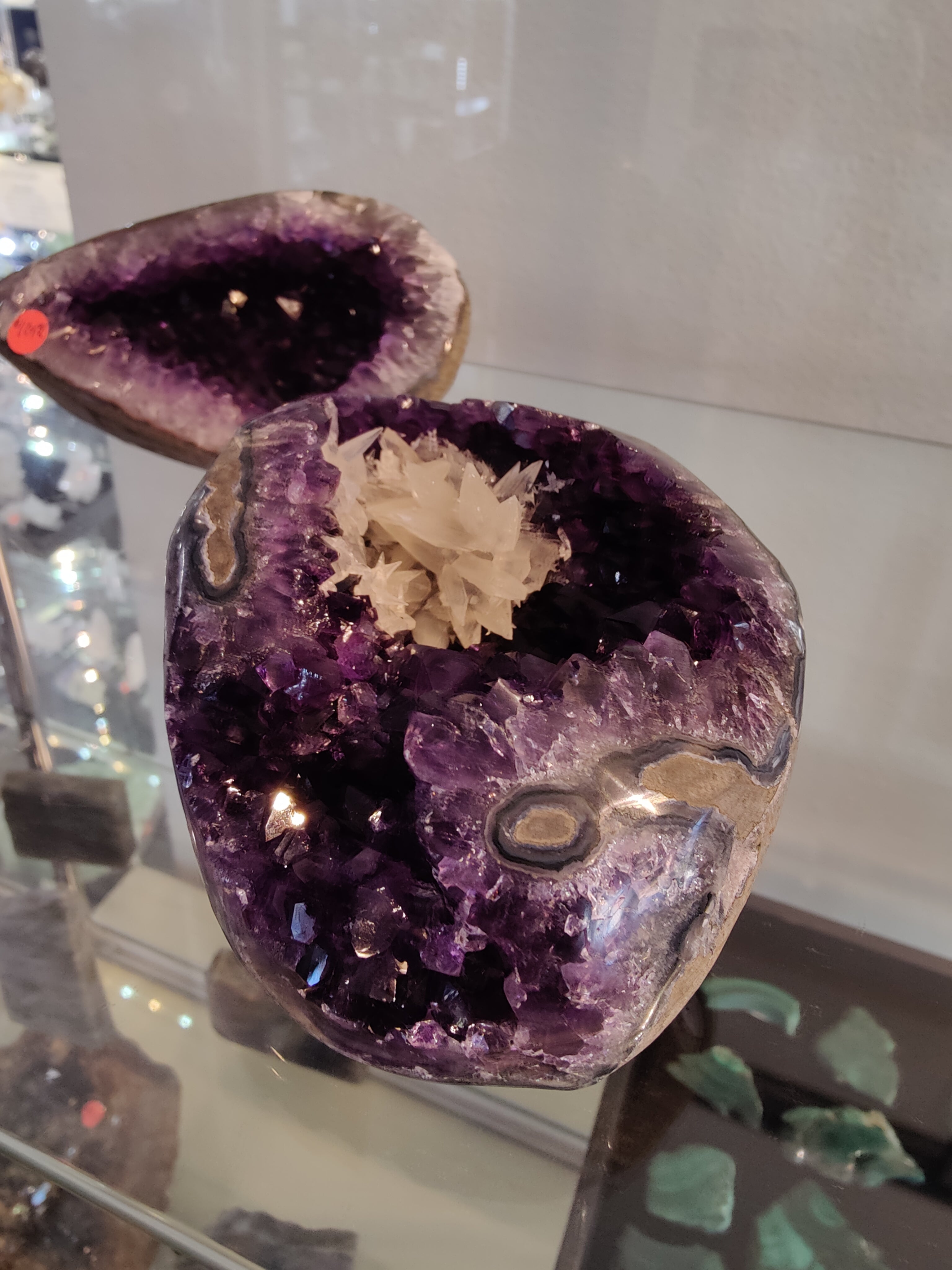 Amethyst with Scalenohedral "Dogtooth" Calcite Cluster Inclusion Geode Sculpture | Lapidary | Wiccan Center