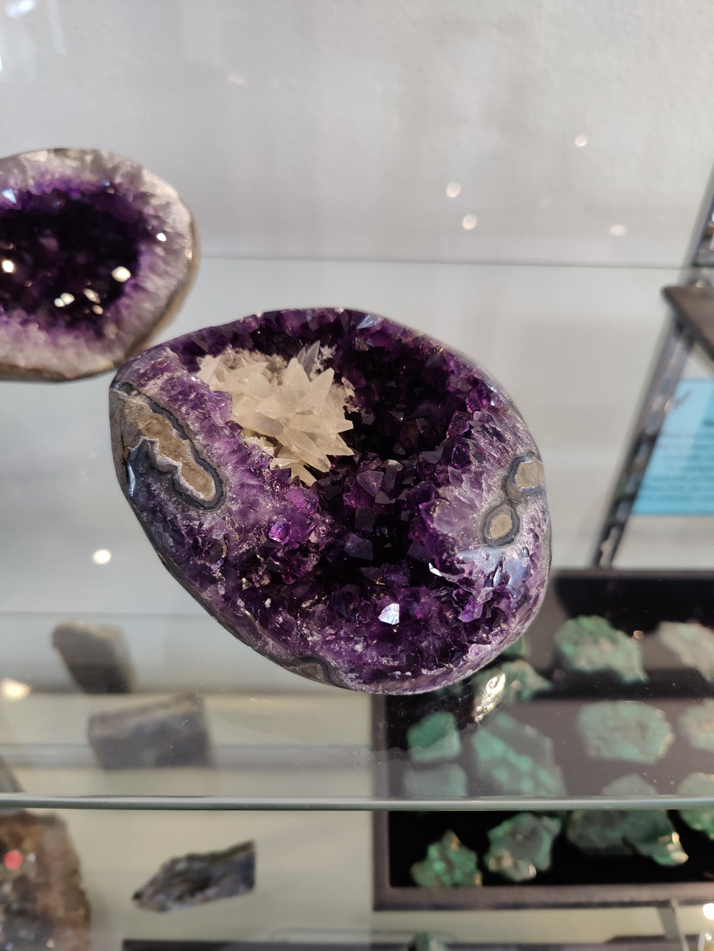 Amethyst with Scalenohedral "Dogtooth" Calcite Cluster Inclusion Geode Sculpture | Lapidary | Wiccan Center