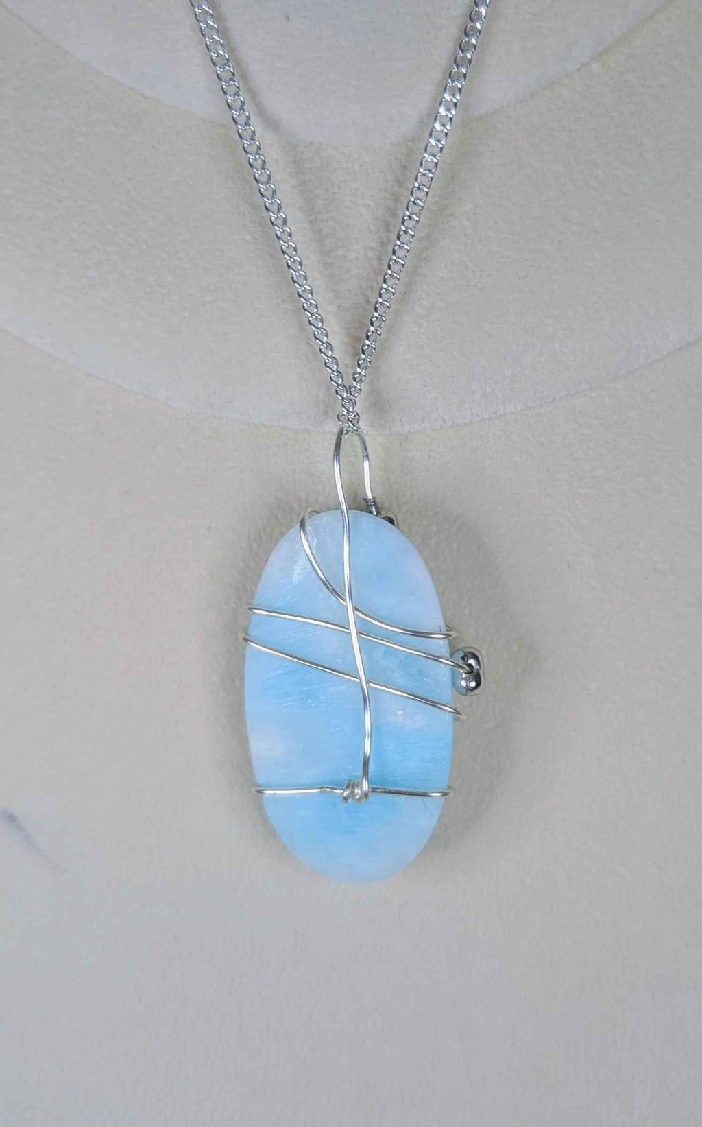 Plated Blue Aragonite Heart Flow Pendant Necklace | | Wiccan Center