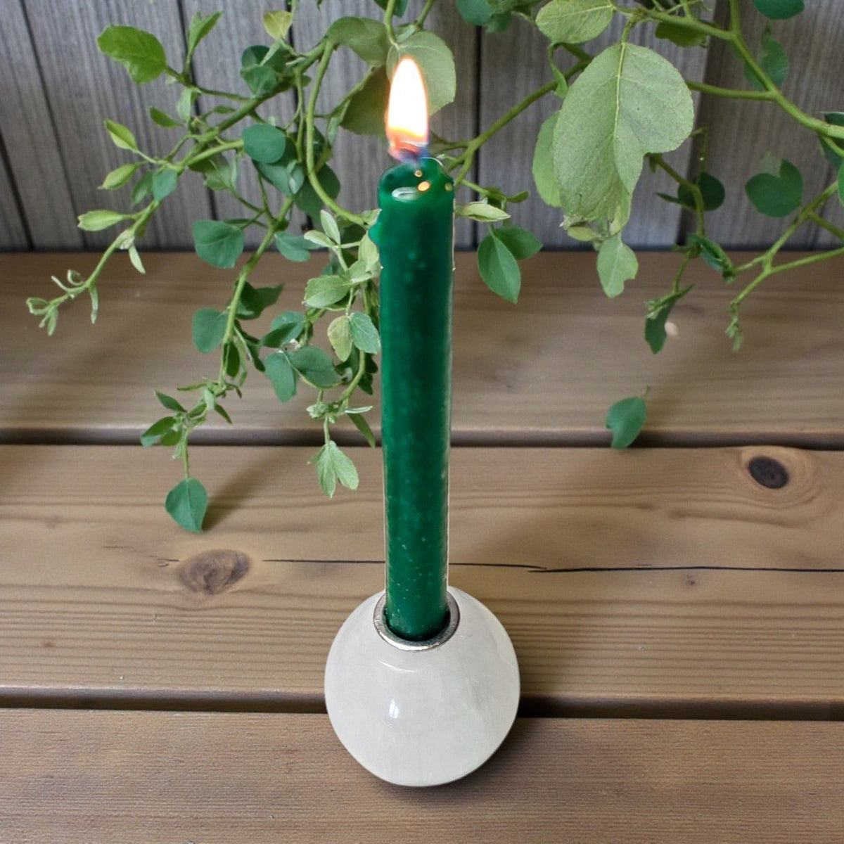 Selenite Satin Spar Mini Sphere Candle Holder – Sacred Space Chime Spell Altar Base