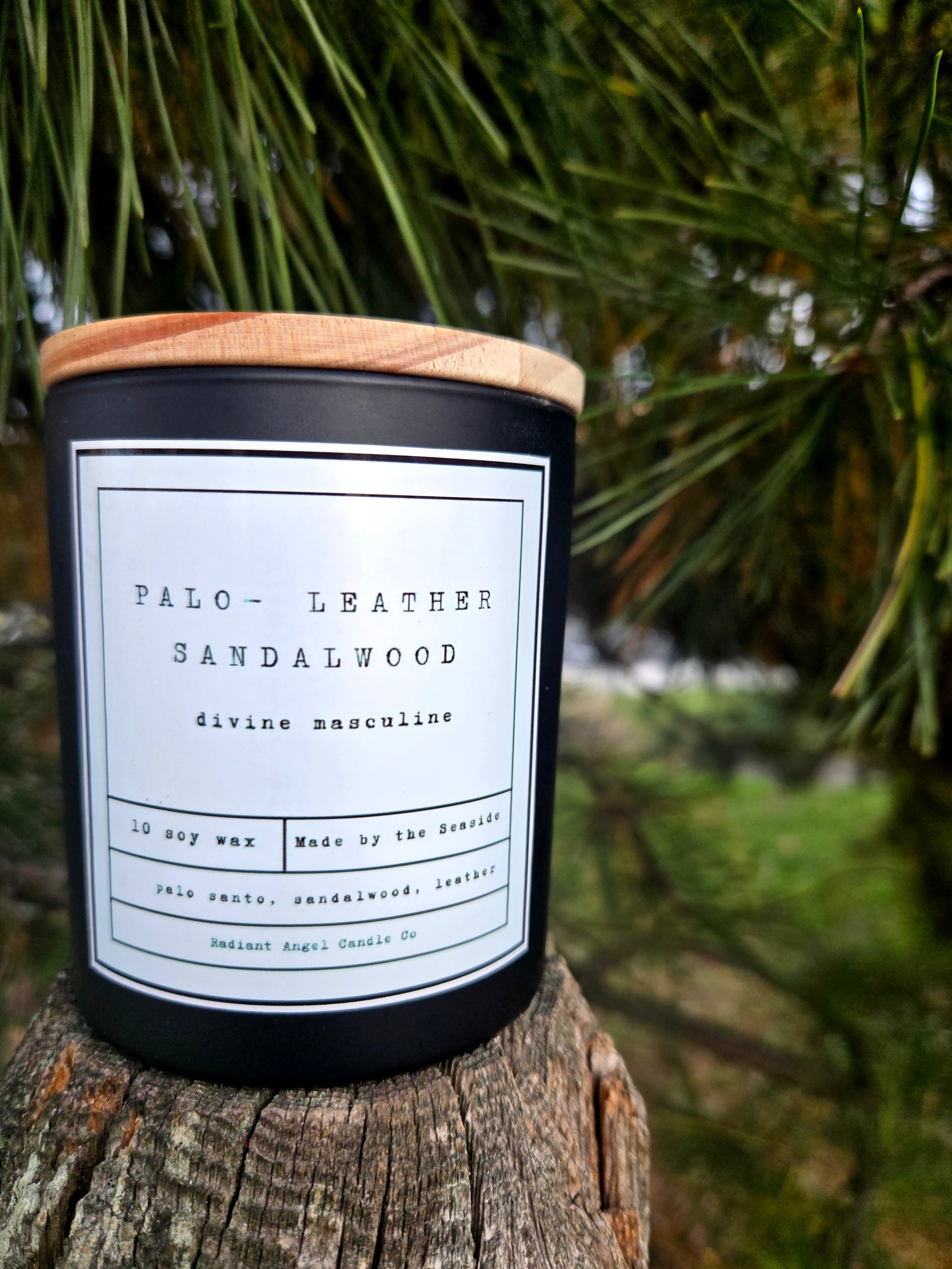 Palo Santo, Sandalwood, Leather Soy Candle | | Wiccan Center
