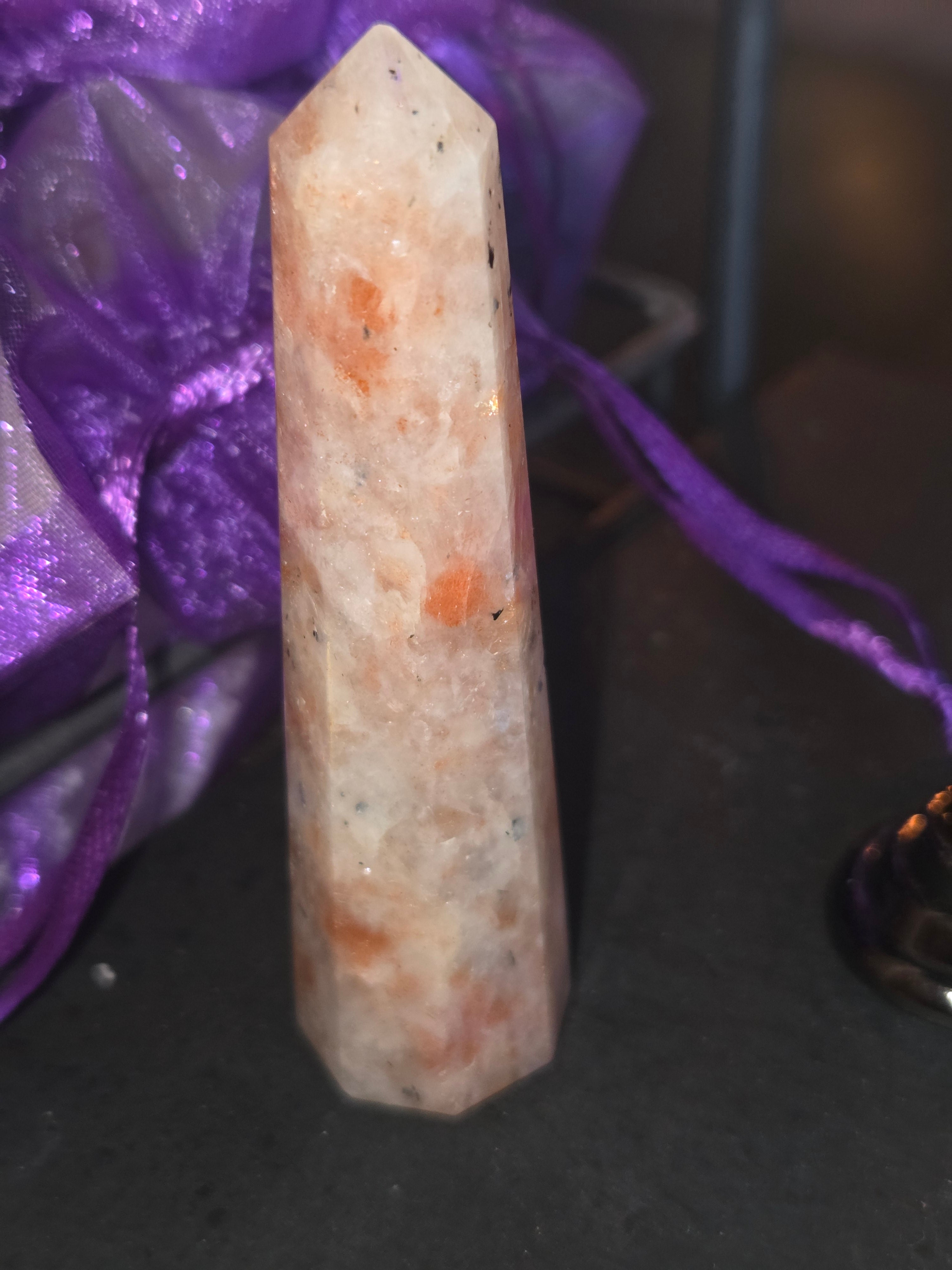 Sunstone Crystal Tower – Joy, Confidence & Abundance | | Wiccan Center