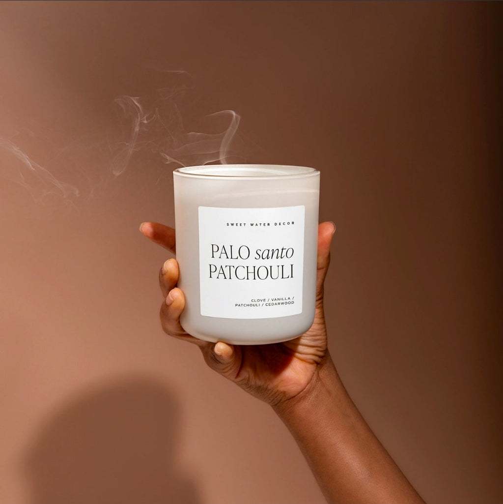 Palo Santo Patchouli 15 oz Soy Candle, Matte Jar- Home Decor | candle | Wiccan Center
