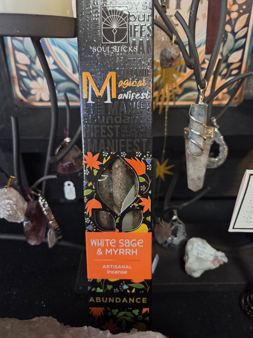 Abundance White Sage & Myrrh Magical Manifest Incense Sticks – Hand-Rolled, Natural, Intention-Focused | | Wiccan Center