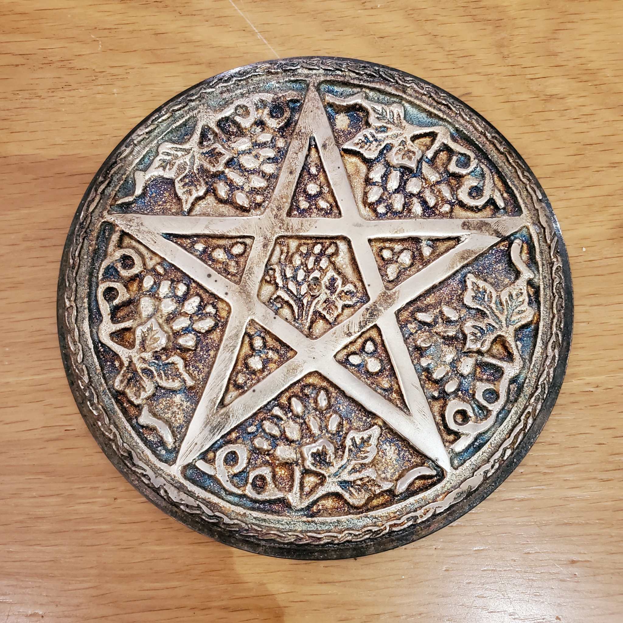Plated Brass Pentacle Alter Tiles - Large | Home Decor | Wiccan Center