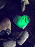 Volcanic Agate Polished Heart – Strength • Transformation • Luminous Energy (UV Reactive Green Glow) | | Wiccan Center