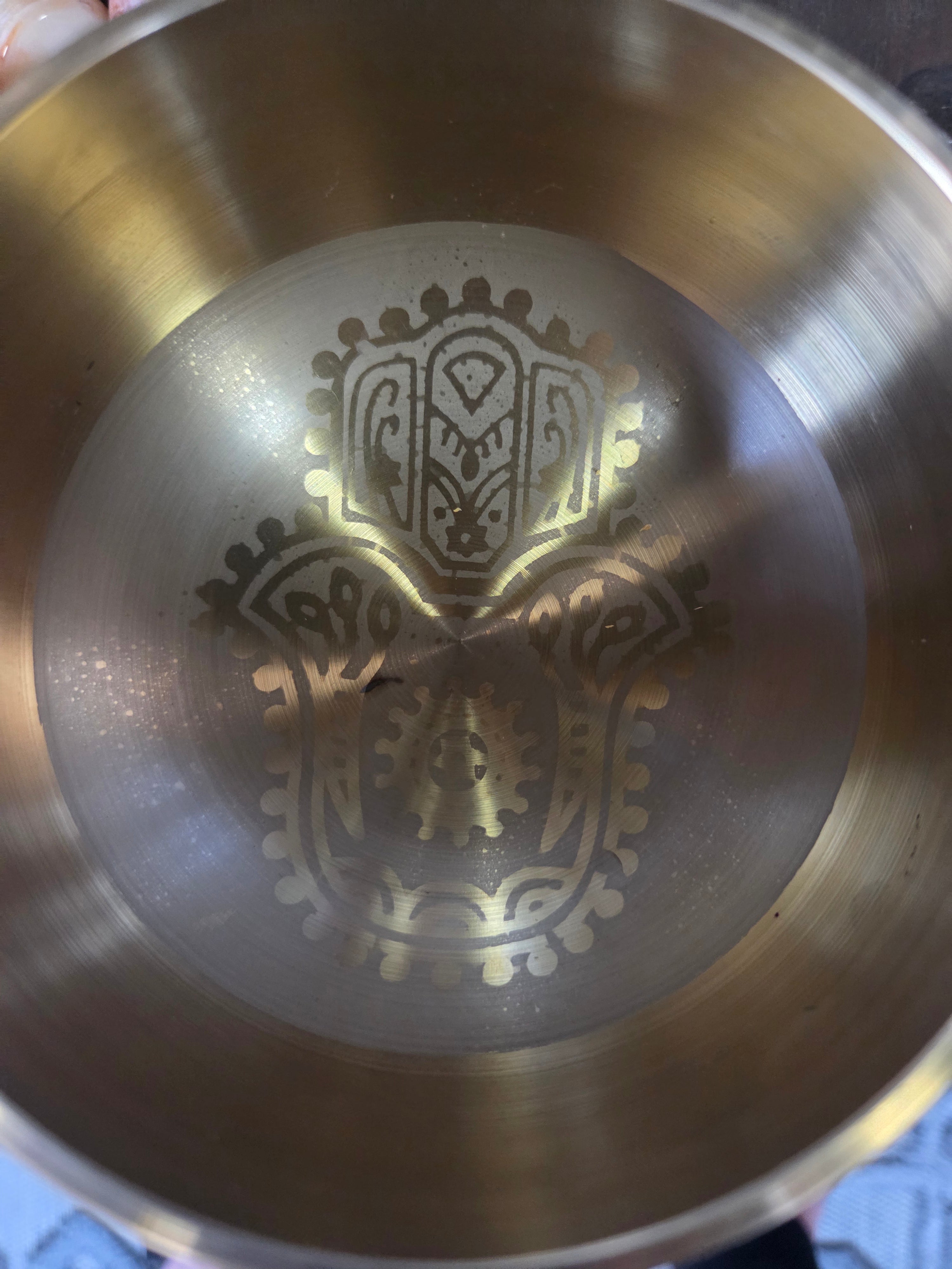 4.25" Bronze Hand of Hamsa Tibetan Singing Bowl Set – Bowl, Cushion & Stick | | Wiccan Center