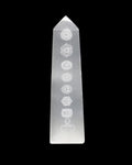 6" Seven Chakras Engraved Selenite Tower | | Wiccan Center