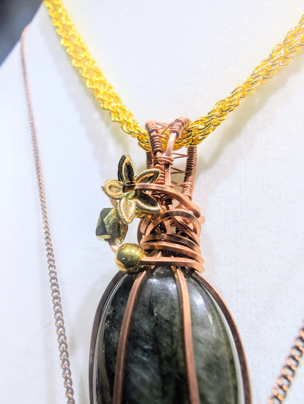 Raw Copper Labradorite Beaded Pendant Necklace | | Wiccan Center