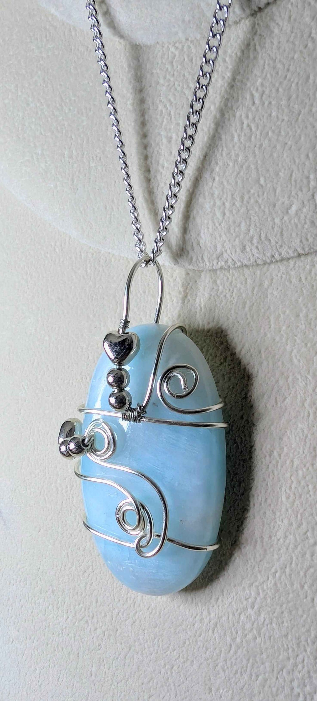 Plated Blue Aragonite Heart Flow Pendant Necklace | | Wiccan Center