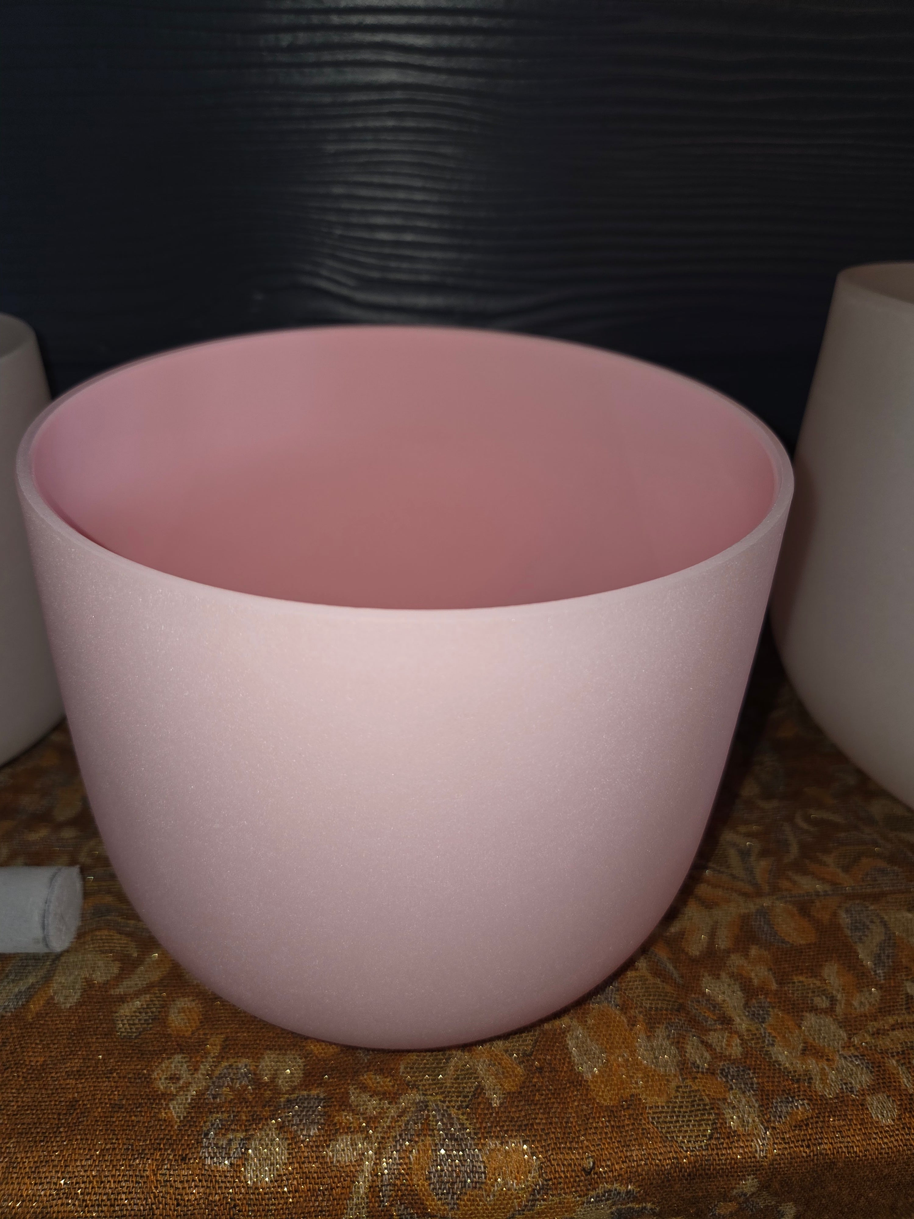 7-Piece 432Hz Pink Frosted Quartz Singing Bowl Set | | Wiccan Center