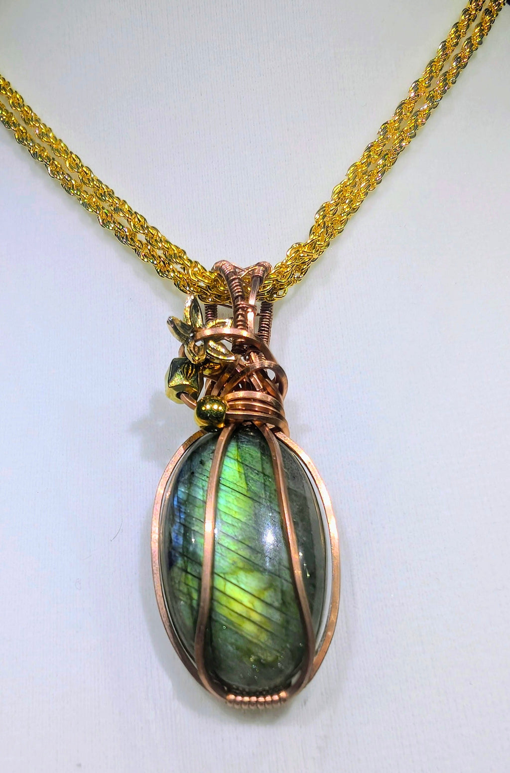 Raw Copper Labradorite Beaded Pendant Necklace | | Wiccan Center