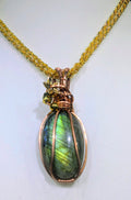 Raw Copper Labradorite Beaded Pendant Necklace | | Wiccan Center