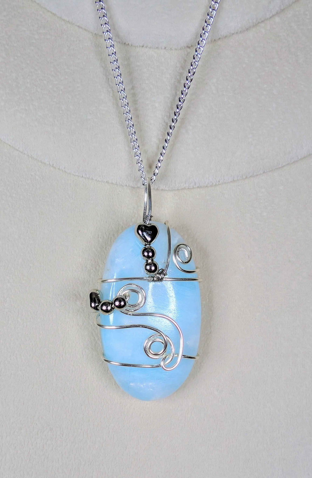 Plated Blue Aragonite Heart Flow Pendant Necklace | | Wiccan Center