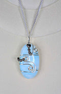 Plated Blue Aragonite Heart Flow Pendant Necklace | | Wiccan Center