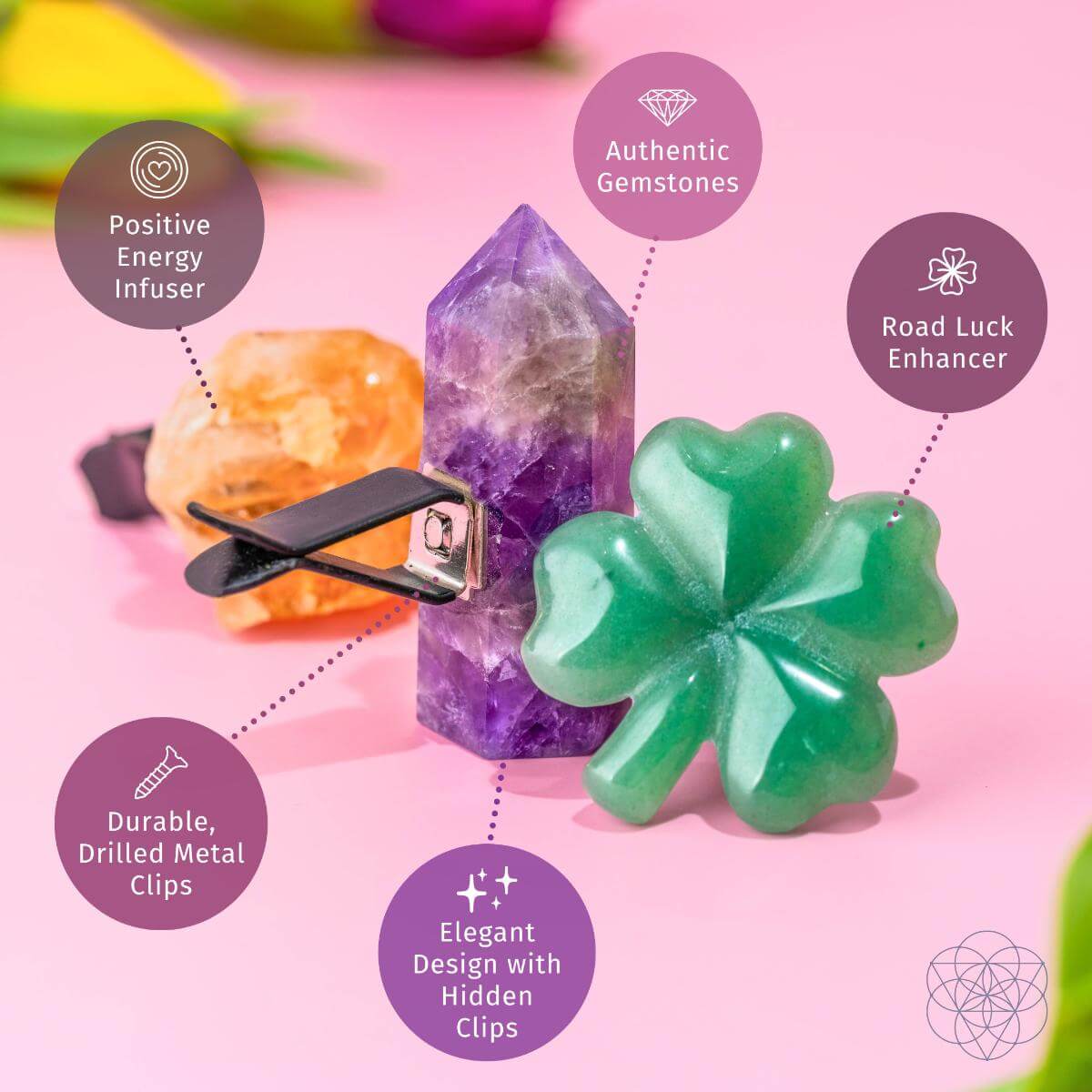 Road Guardians - Lucky Car Crystal Kit | Crystal set | Wiccan Center