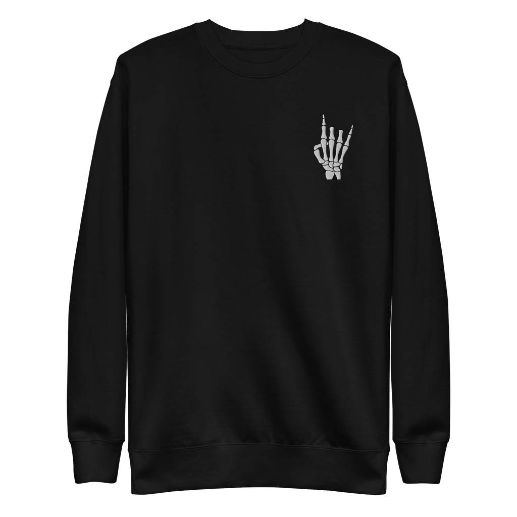 Rock On Skeleton Embroidered Sweatshirt | Sweatshirts | Wiccan Center