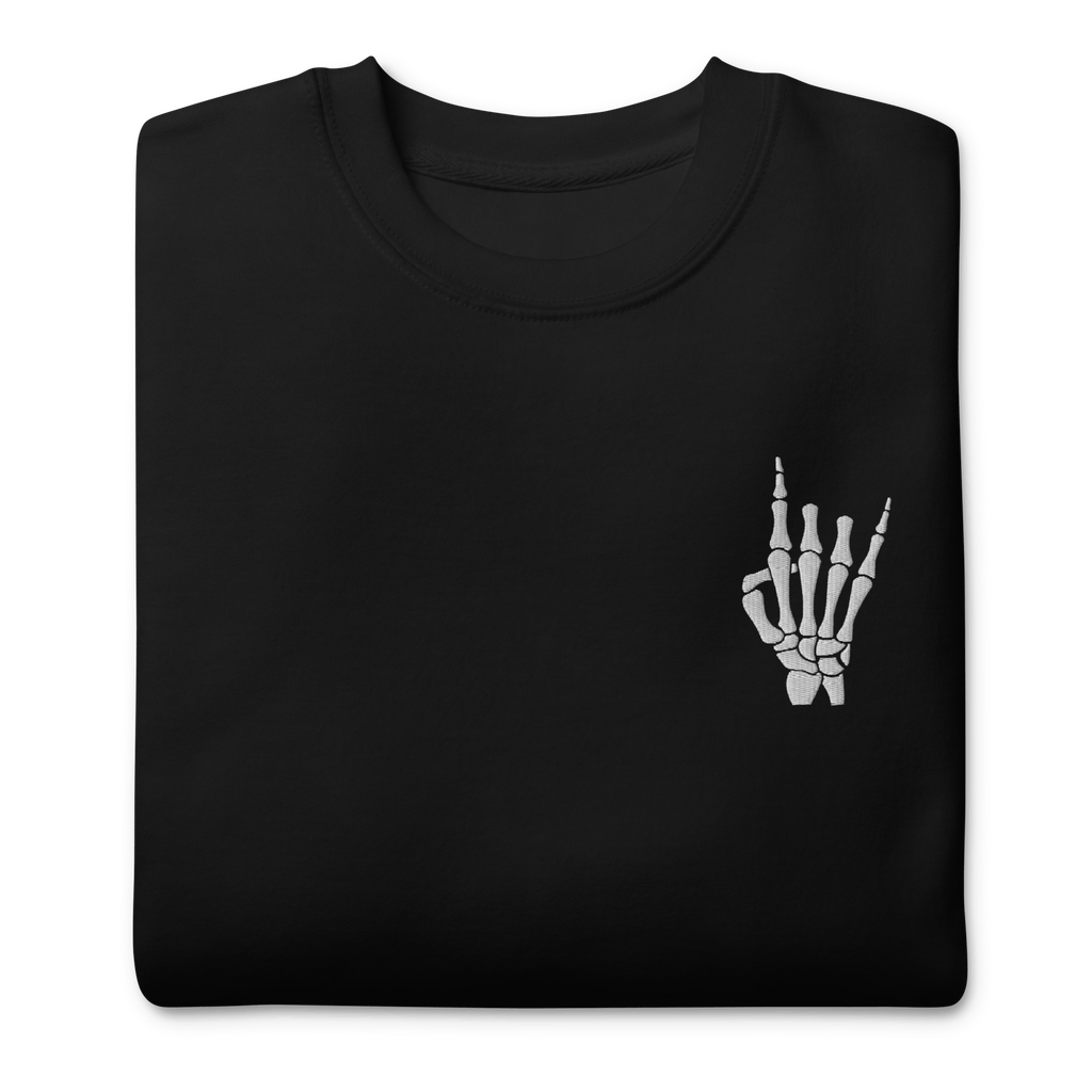 Rock On Skeleton Embroidered Sweatshirt | Sweatshirts | Wiccan Center