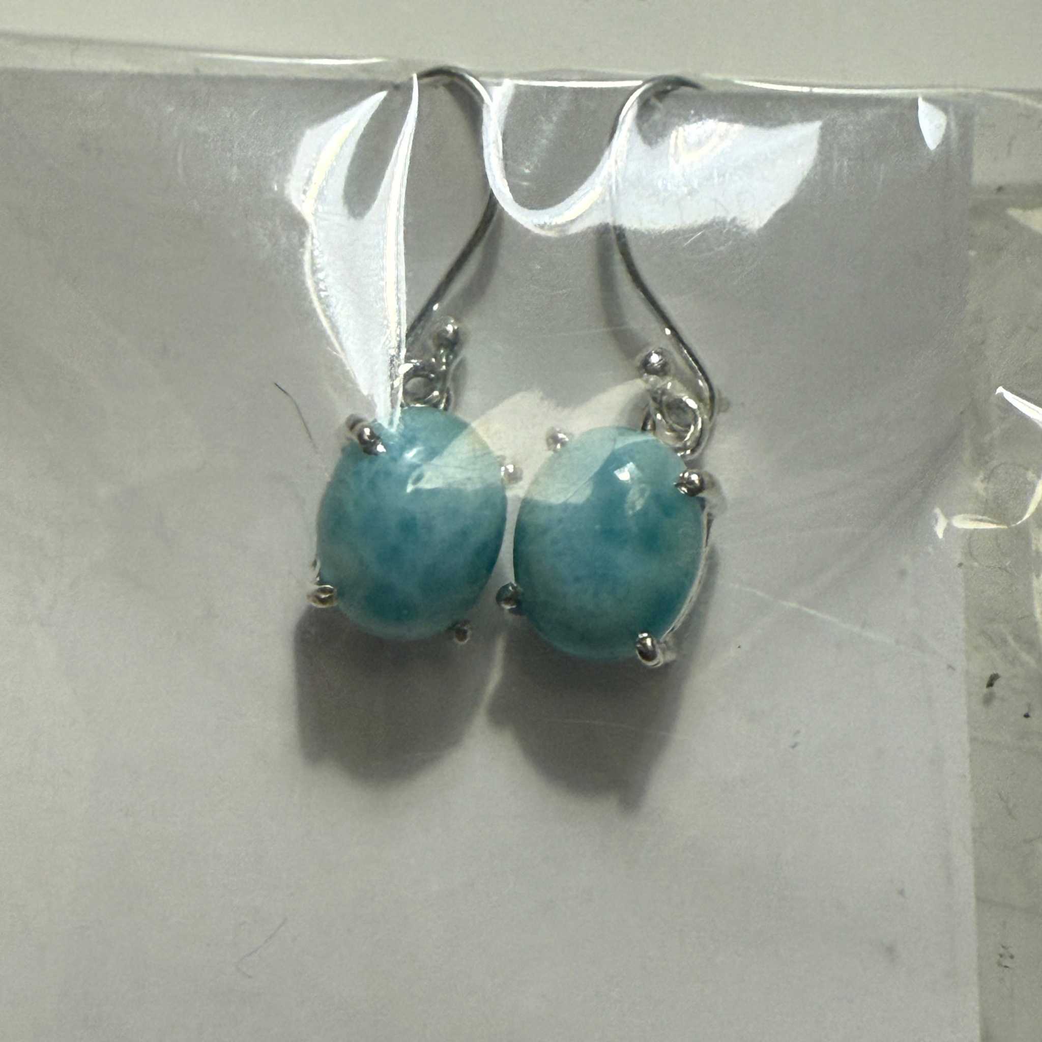 Larimar Oval Drop Earrings in Sterling Silver | Earrings | Wiccan Center