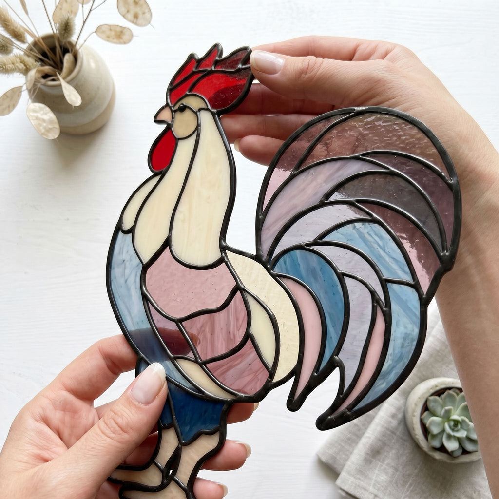 Rooster Stained Glass Pattern PDF & PNG | Crafting Patterns & Molds | Wiccan Center