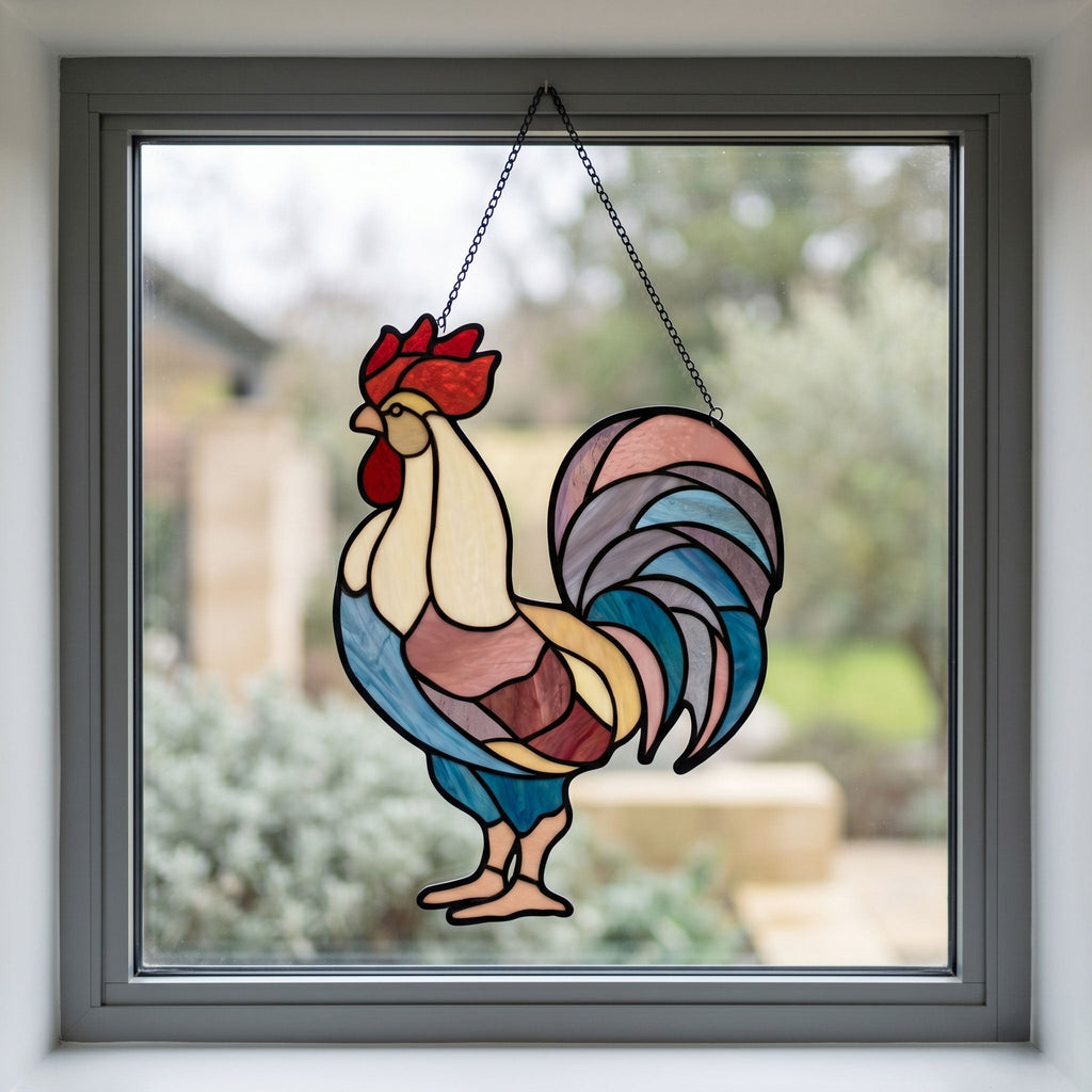 Rooster Stained Glass Pattern PDF & PNG | Crafting Patterns & Molds | Wiccan Center