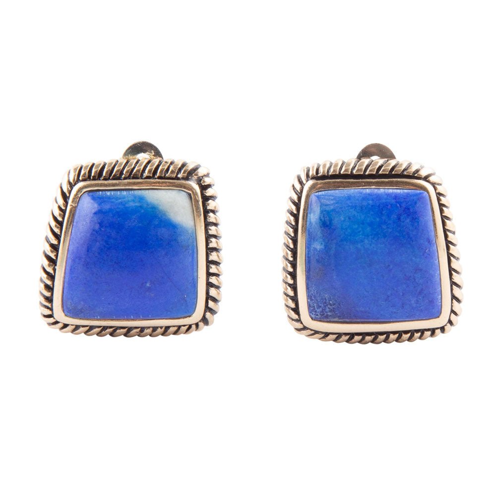 Roped Blue Lapis Golden Clip Earrings | Earrings | Wiccan Center