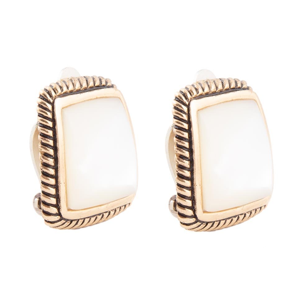 Roped Mother of Pearl Golden Clip Earrings | Earrings | Wiccan Center