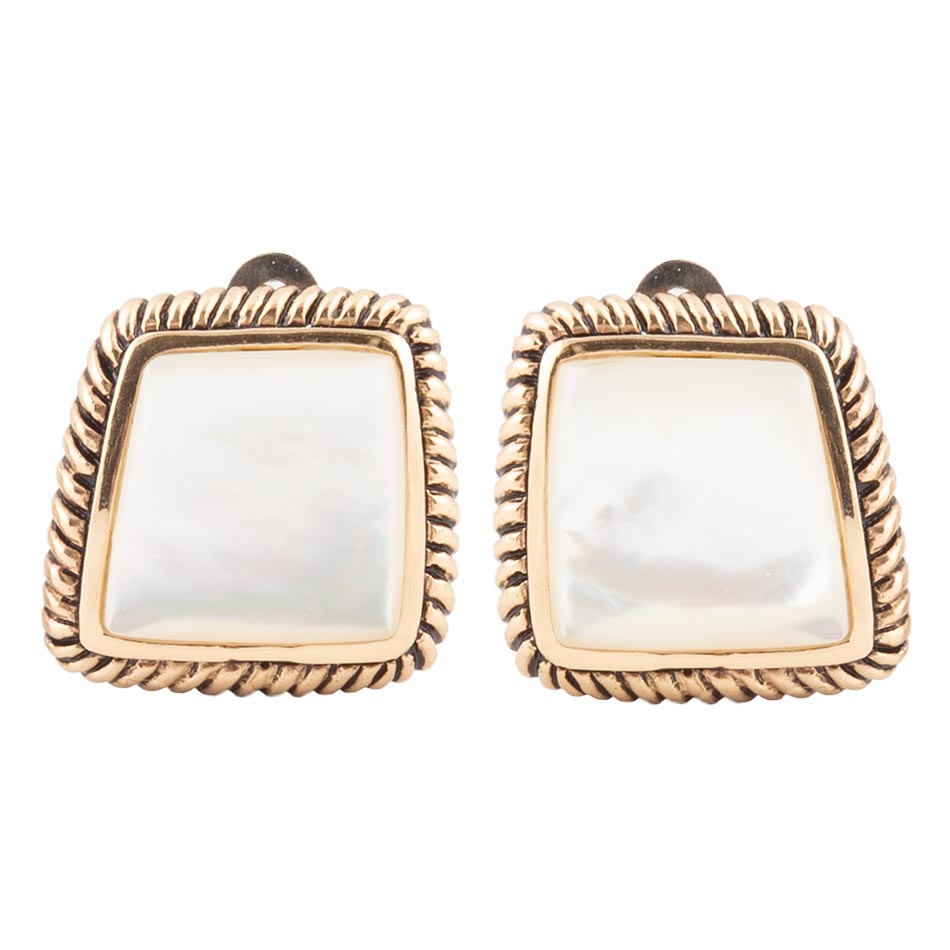 Roped Mother of Pearl Golden Clip Earrings | Earrings | Wiccan Center
