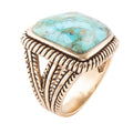 Roped Square Blue Turquoise Golden Statement Ring | Rings | Wiccan Center