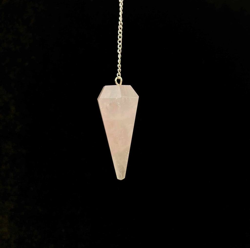 Rose Quartz Pendulum 6 sided point 1.5" | Pendulums | Wiccan Center