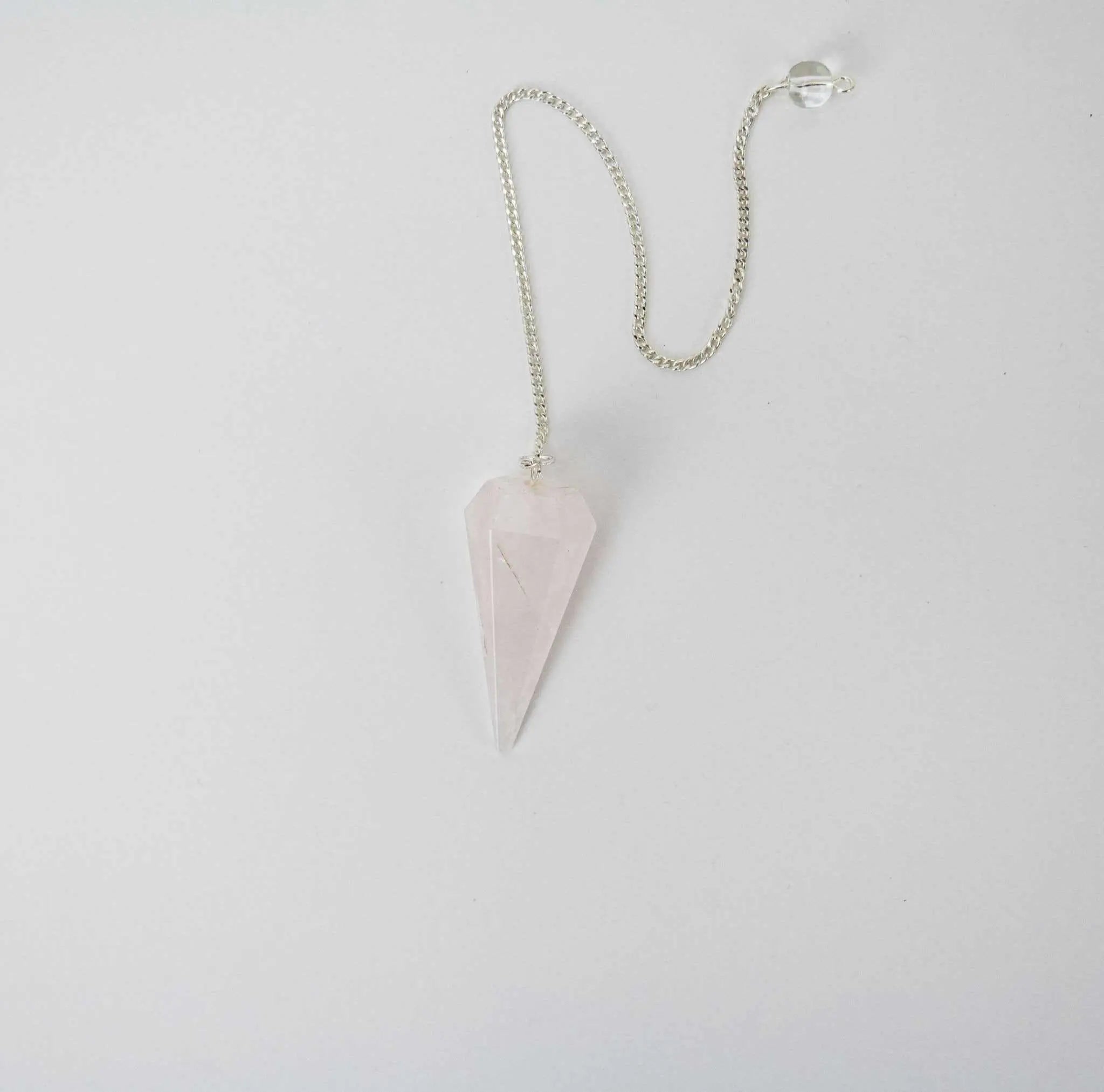 Rose Quartz Pendulum 6 sided point 1.5" | Pendulums | Wiccan Center