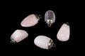 Rose Quartz Tumbled Pendant with Silver Plating (4 Pieces) Size 1 Inch