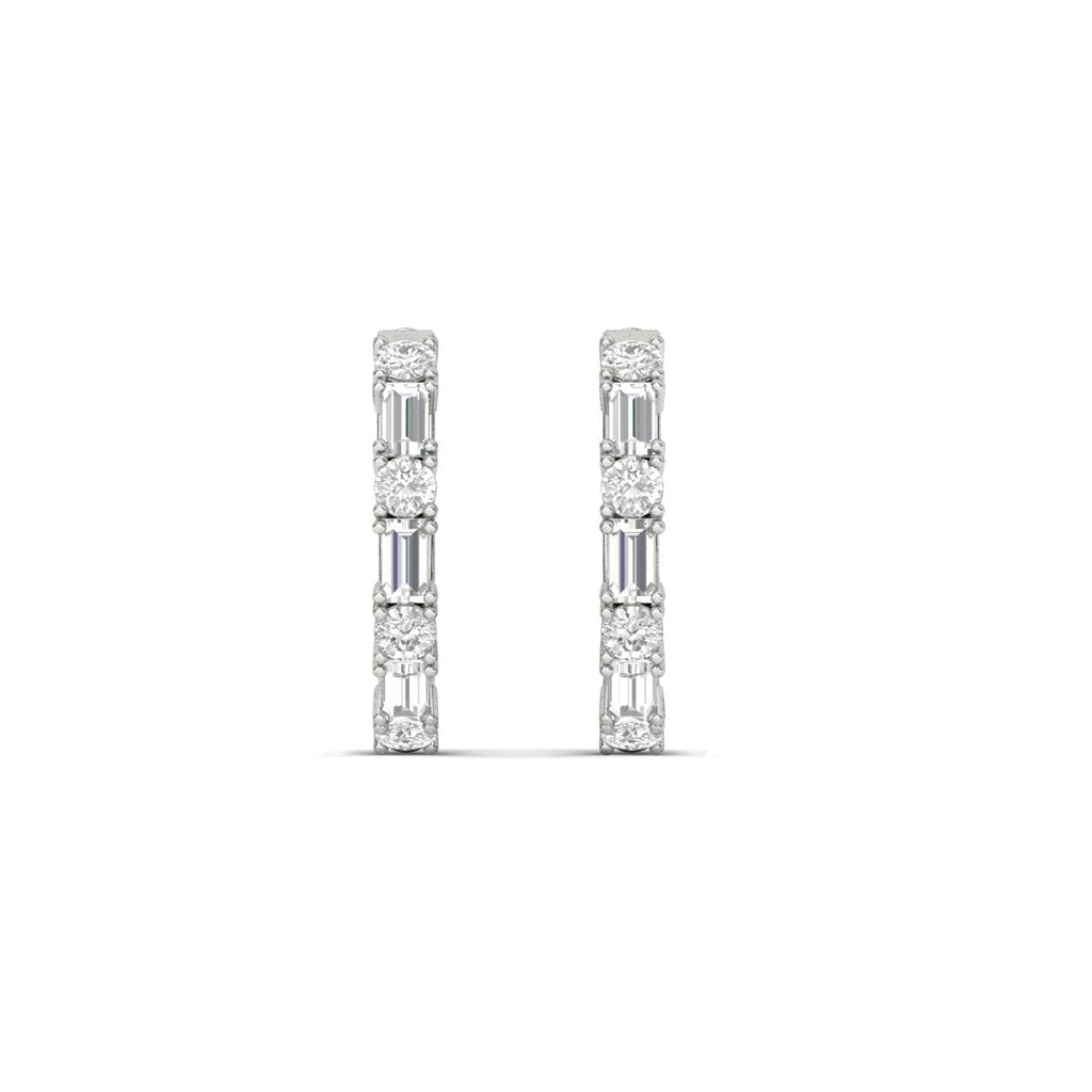 Round And Baguette Huggie Earrings