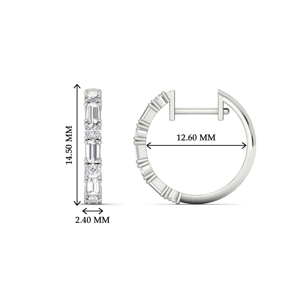 Round And Baguette Huggie Earrings