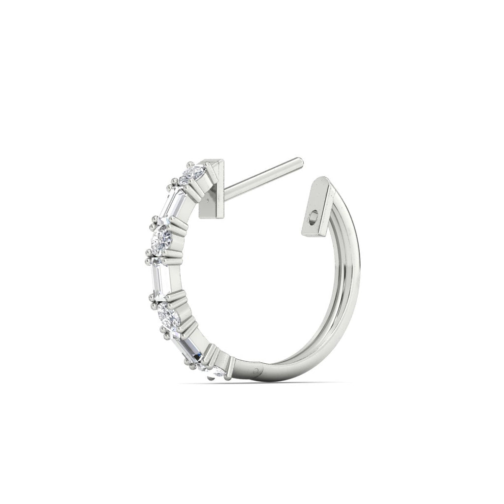 Round And Baguette Huggie Earrings