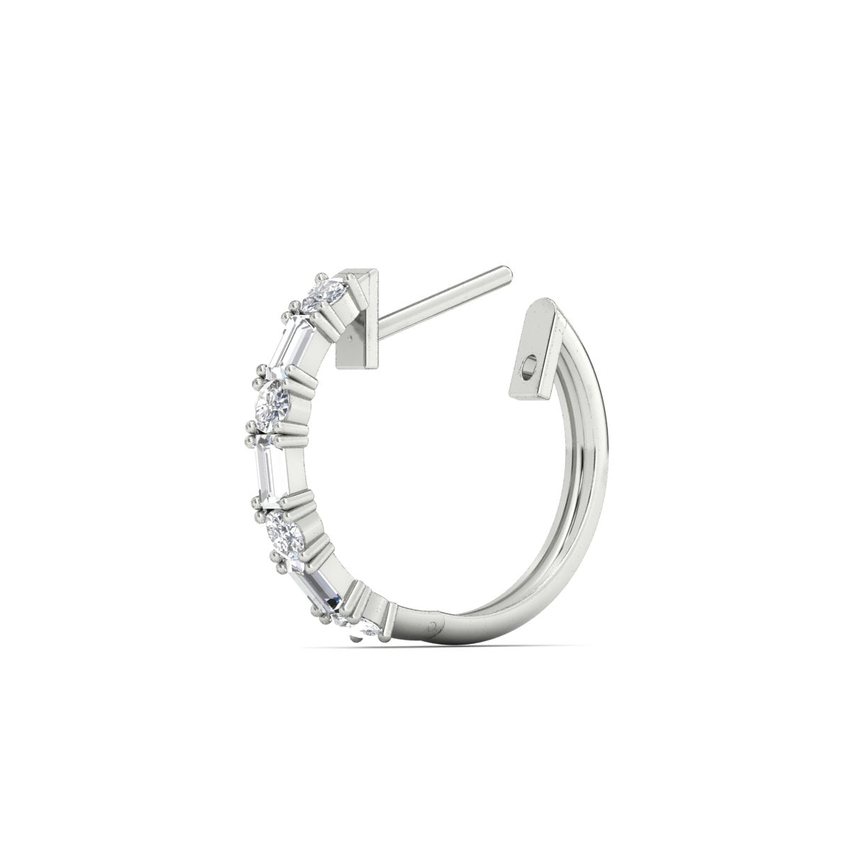Round And Baguette Huggie Earrings