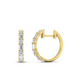 Round And Baguette Huggie Earrings
