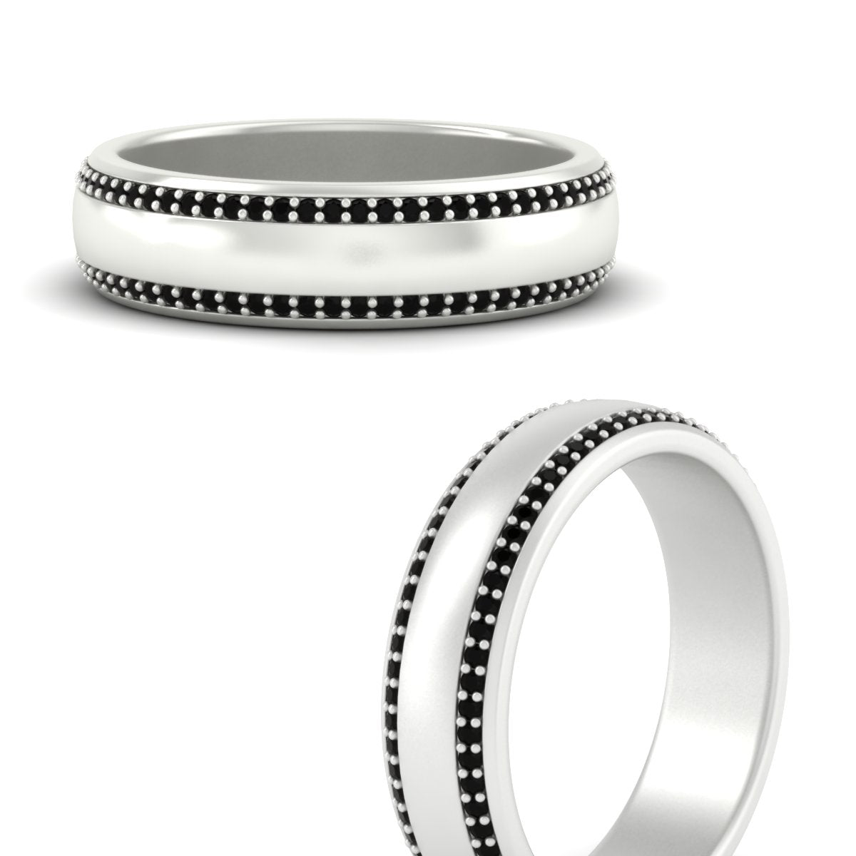 Beveled Edge Matte Eternity Mens Engagement Ring