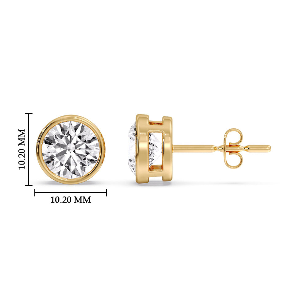 Round Cut Stud Bezel Set Earring