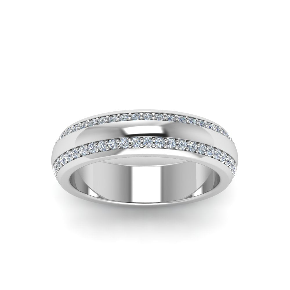 Beveled Edge Matte Eternity Mens Engagement Ring