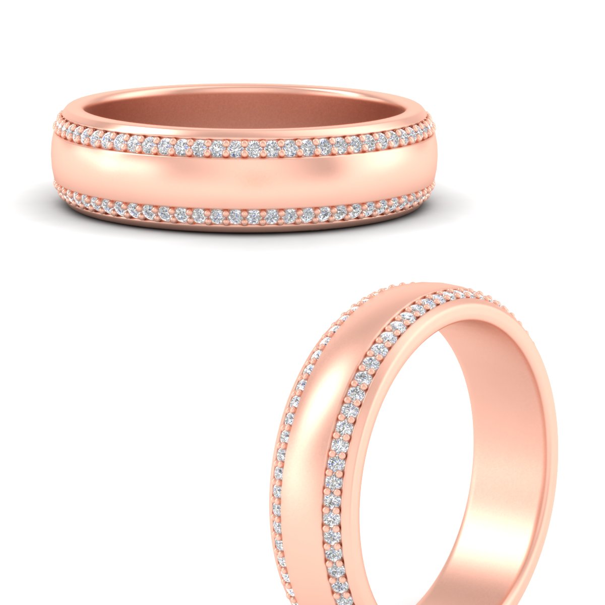 Beveled Edge Matte Eternity Mens Engagement Ring